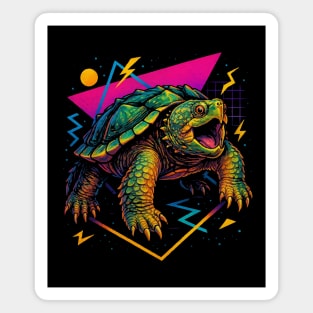 Retro Neon Snapping Turtle Magnet